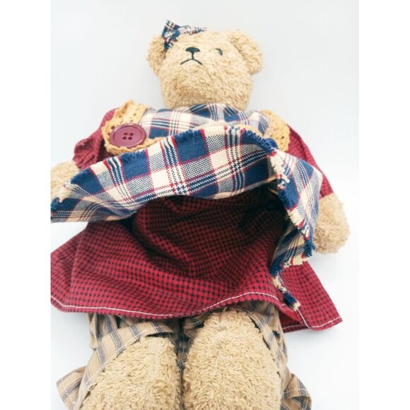 Artisan Teddy Bear Handmade Plush Stuffed Animal 12 Inch Dress Bloomers Apron - Picture 8 of 16